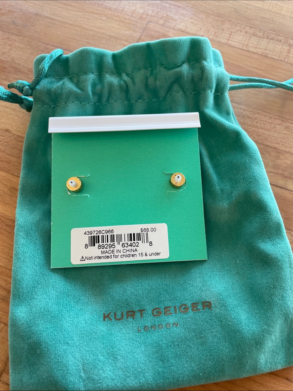 Kurt Geiger Gold Multi‑Stone Stud Earrings - Picture 2 of 3